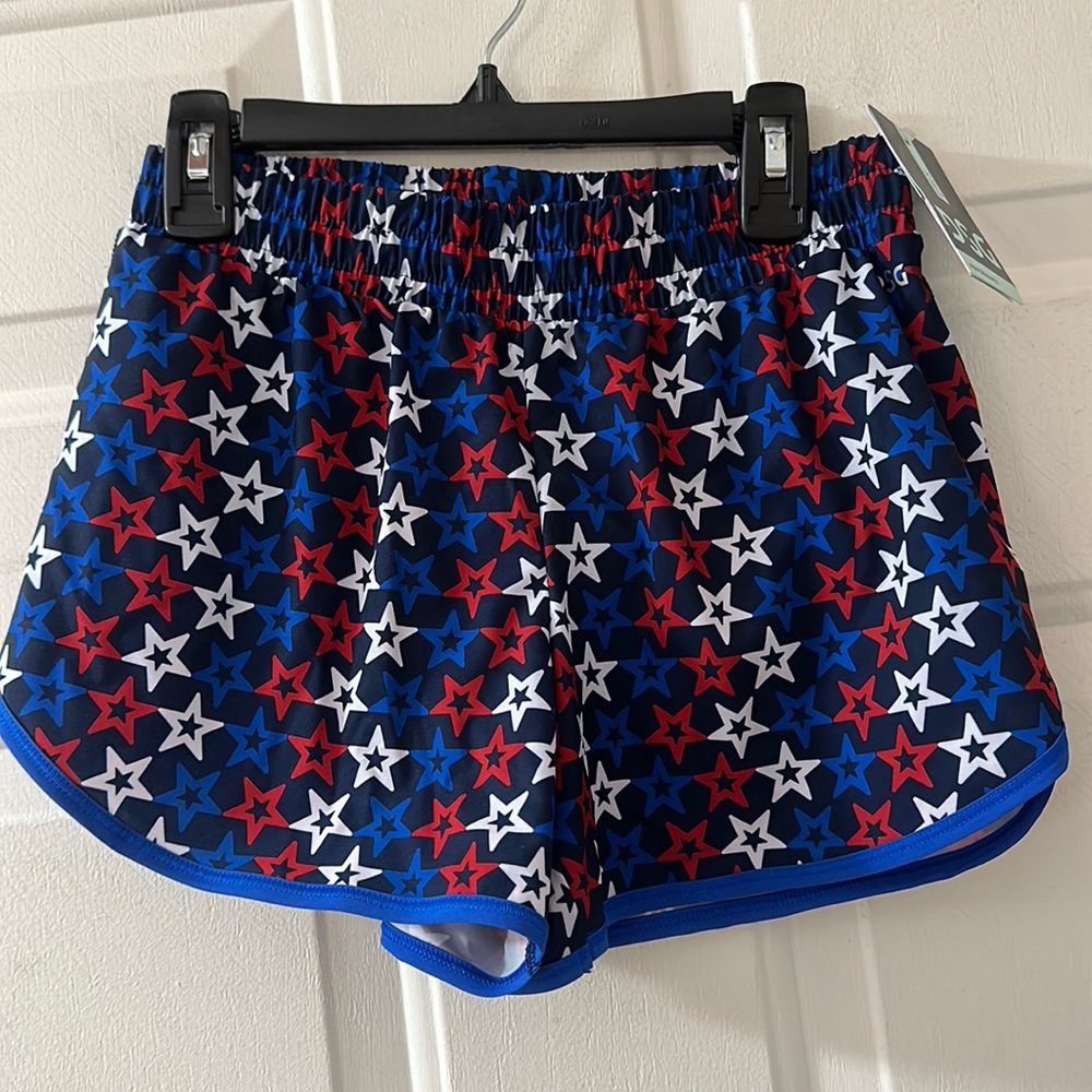 DSG STRIDE RUNNING SHORTS: RETRO STARS: RED/WHITE/BLUE: NWT: SZ M